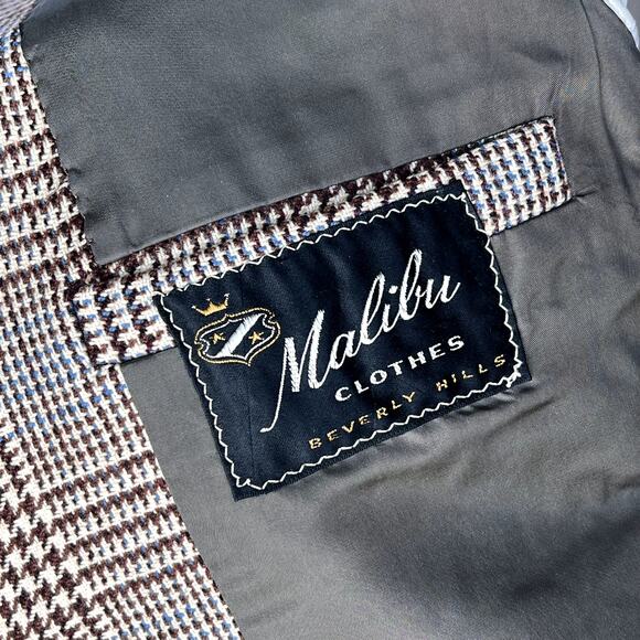 Malibu Clothes Men's Vintage Cashmere Houndstooth Sport Coat, Made In USA - Picture 7 of 12